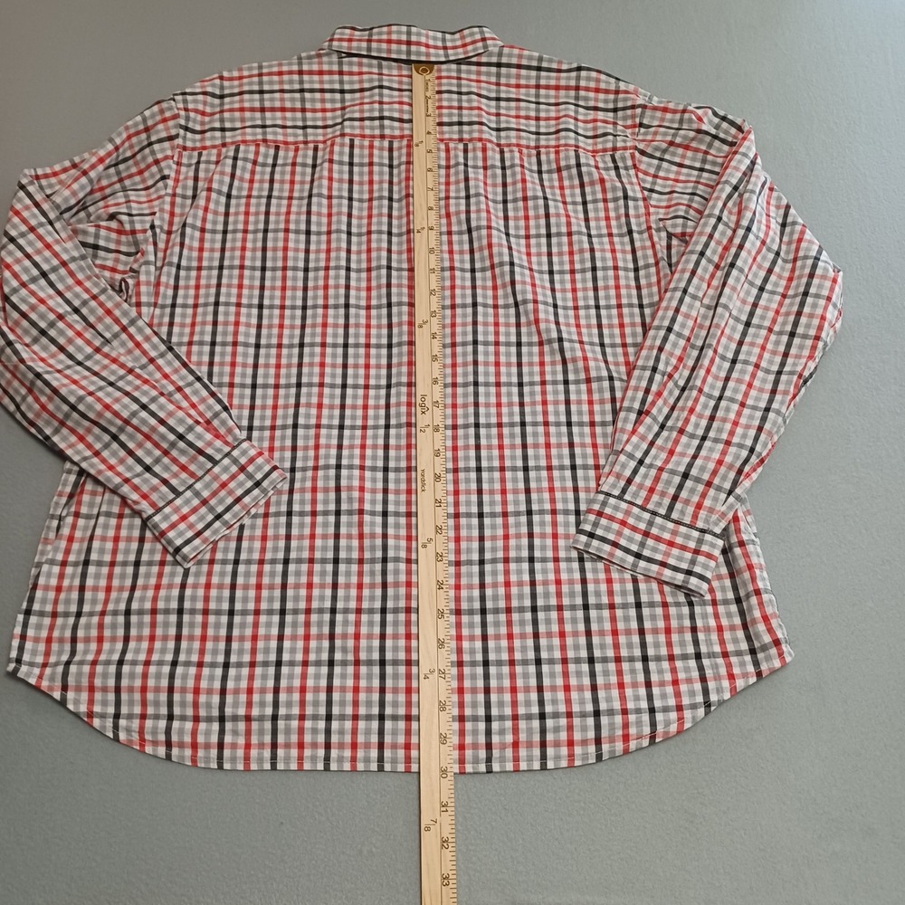 Columbia Mens XL Plaid Button Down Shirt Red Black Grey AM7968 Cotton Stretch - Picture 5 of 12